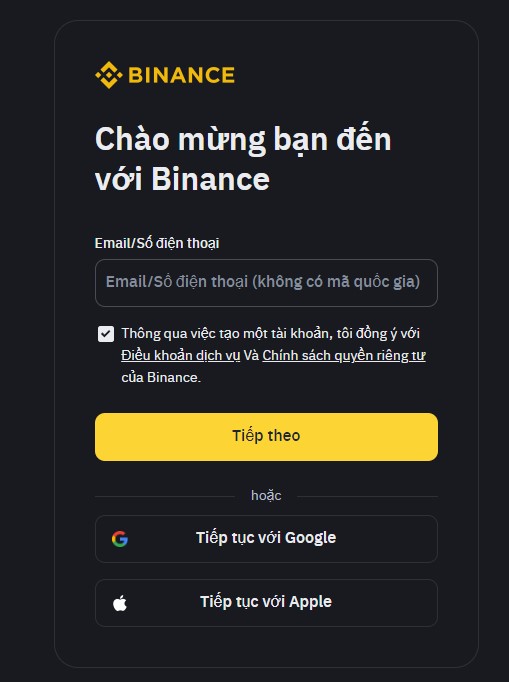 Đăng ký tài khoản Binance